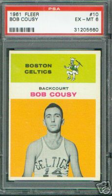 1961 Fleer Boston Celtics Backcourt Bob Cousy Card #10 EX-MT PSA 6