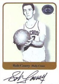 2001 Fleer Greats of the Game College Edition Bob Cousy Autograph. Holy Cross Crusaders and Boston Celtics legend. Becketts for $40.