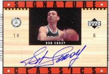 Hard-to-find Upper Deck Generations Autograph card of Bob Cousy. 
