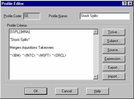 Profile Editor dialog box