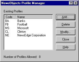 Profile Manager dialog