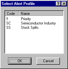 Select Alert Profile dialog box